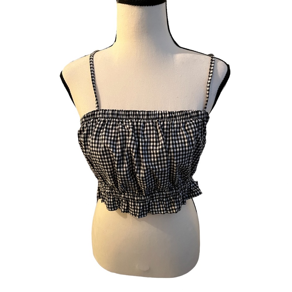Pacsun LA Hearts Plaid Gingham Crop Top Tank Black and White Camisole Small